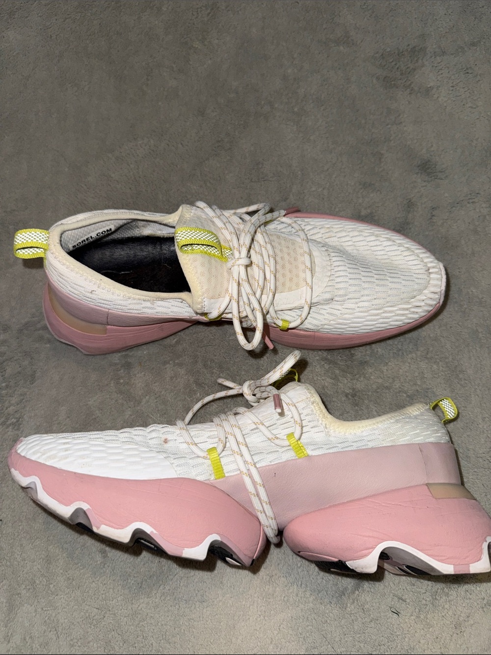 Sorel Women’s Lightweight Knit Runner Shoes in White and Pink